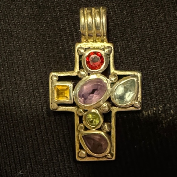Jewelry - Silver Multi-Gemstone Cross Pendant